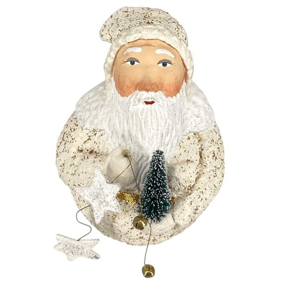 Department 56 Father Frost Figurine With Stars Tree Ivory Gold Glitter - Picture 2 of 11